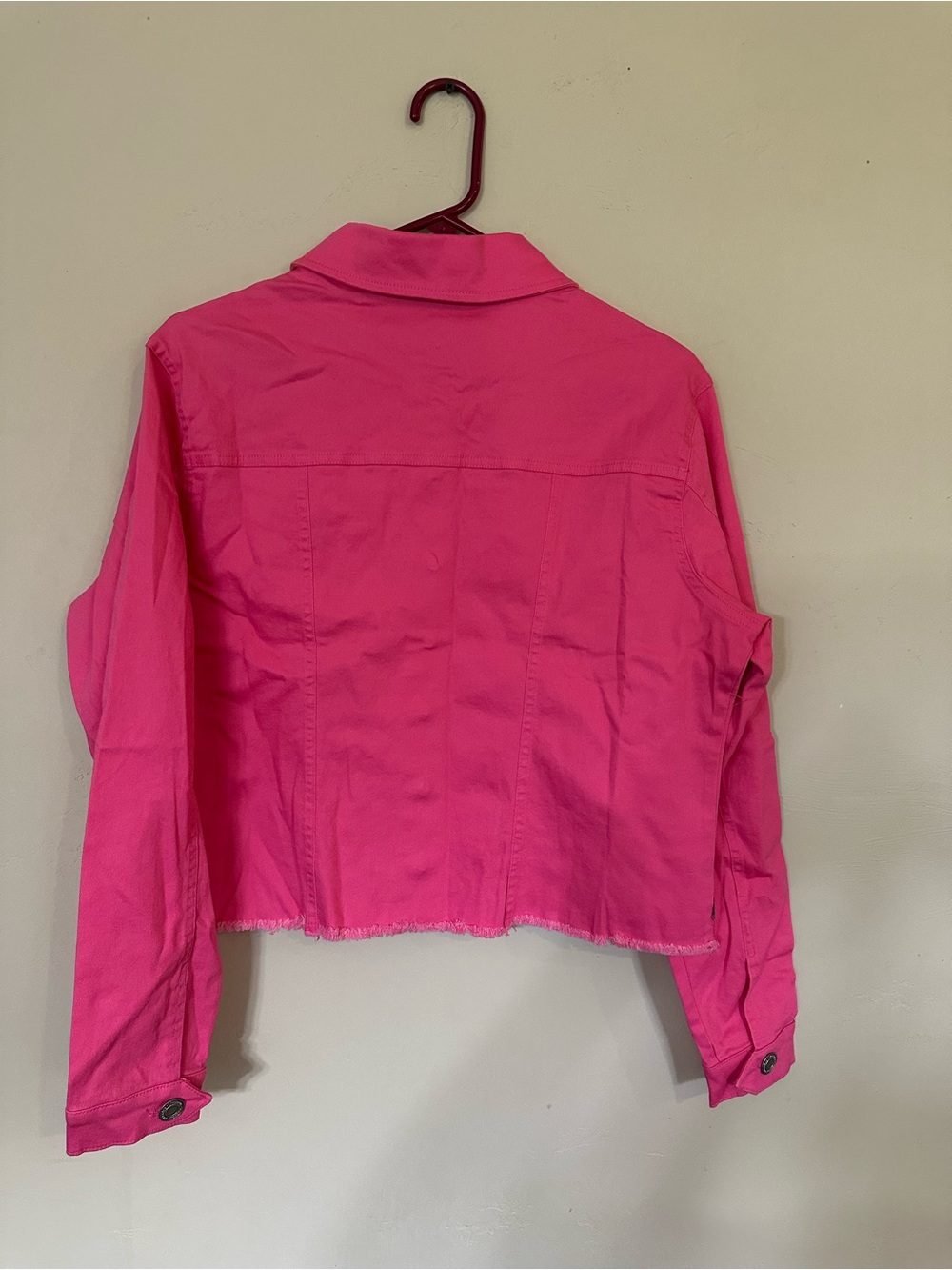 Masseys Cropped Hot Pink Denim Jacket - Women's - Picture 3 of 5